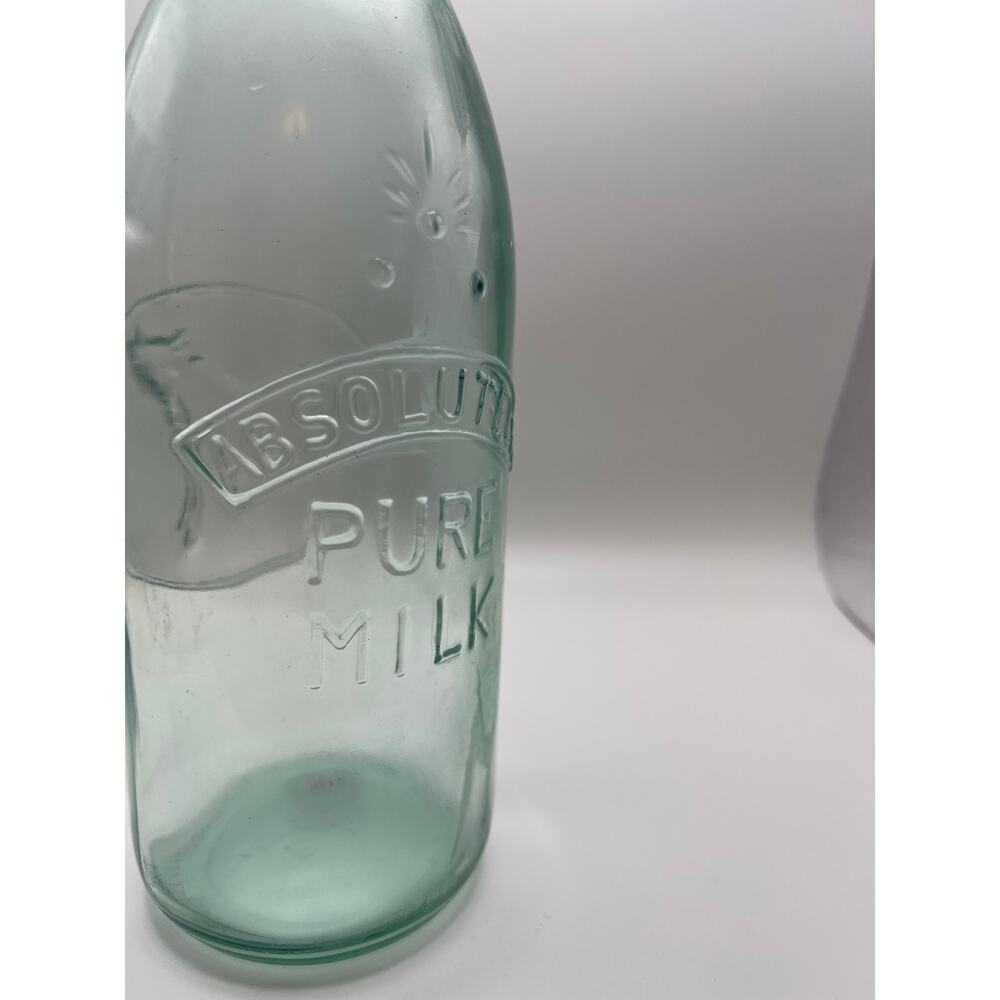 Vintage Absolute Pure Milk Glass Bottle Italy Swing Top Embossed Farmhouse 11" - Picture 9 of 9